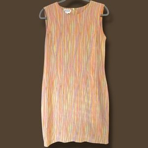 Due Per Due Vintage Colorful Patterned 100% Silk Sleeveless Shift Dress Retro